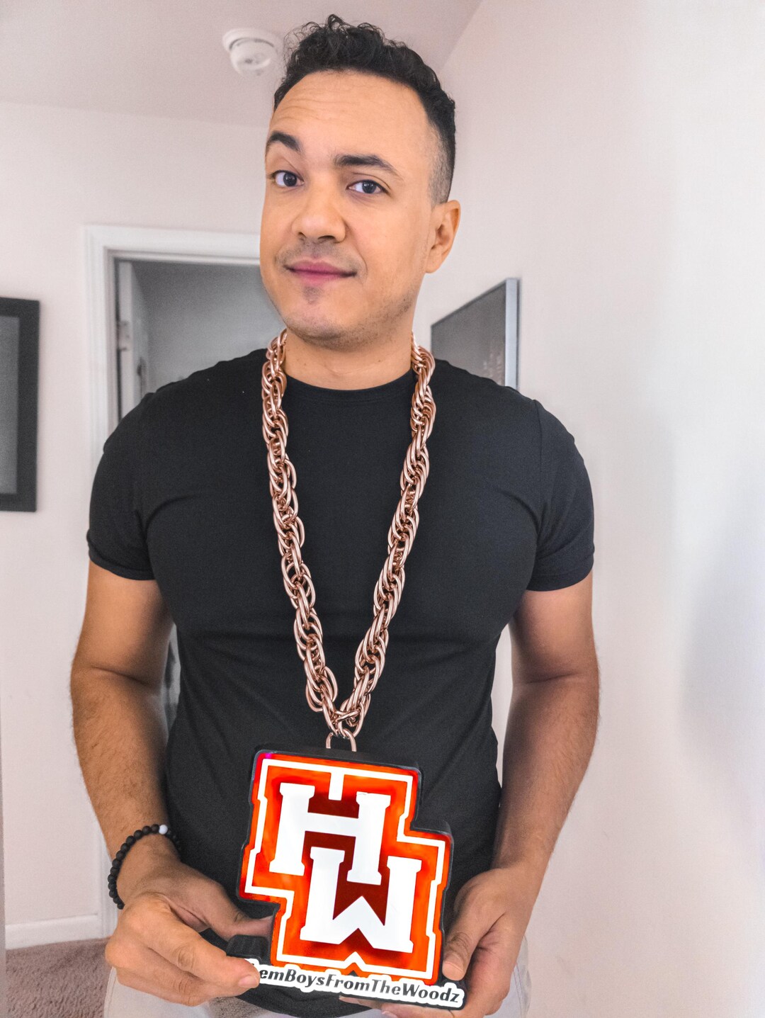 Custom 3D Printed Logo Pendant | Giant Gold Chain Necklace (LED Option ...