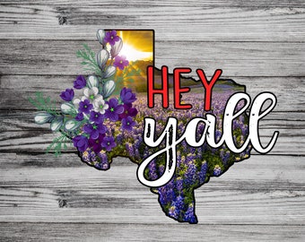 Hey Yall Texas Bluebonnet SVG PNG Design