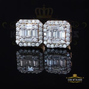 King Of Bling&#39;s Men&#39;s/Womens 925 Silver White 0.25ct VVS &#39;D&#39; Moissanite Square Stud Earrings
