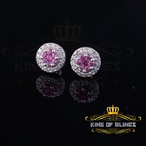 King of Bling's 925 White Starling Silver 0.90ct Cubic Zirconia Women's & Men's Round Earrings