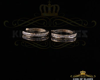 King Of Bling's 0.10ct Diamond 925 Sterling Silver Yellow Hoop Stud Earrings For Men's / Women's