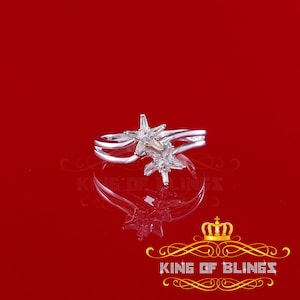 Real 10kt White Gold with 0.25 CT Real Diamond Two Star shape Ladies Ring Size 7