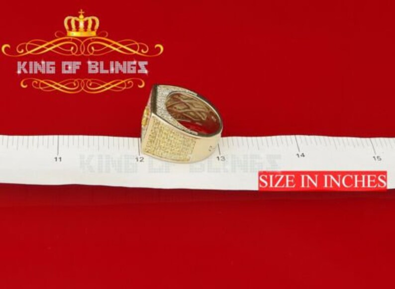 10K Yellow Gold finish Square Lab Created Yellow Diamonds Silver Ring Size 6.5 Best Gift For The Season