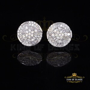 King of Bling's Aretes Para Hombre 925 White Silver 1.68ct Cubic Zirconia Round Women's Earrings