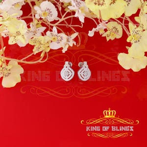 King Of Bling's 925 Sterling Silver Hip Hop 0.33ct Diamond Small For Women's White Stud Earrings