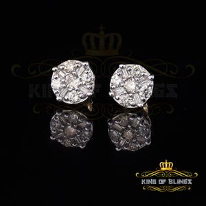 10K Real Yellow Gold with Real 0.85CT Diamond Men&#39;s/Women&#39;s Stud Round Earring