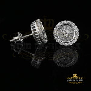 King of Bling's 0.52ct Cubic Zirconia 925 White Sterling Silver Women's Hip Hop Round Earrings