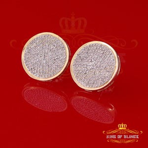 King Of Bling's 0.66ct Diamond Hip Hop Men/ Women Stud Earrings Yellow 925 Sterling Silver