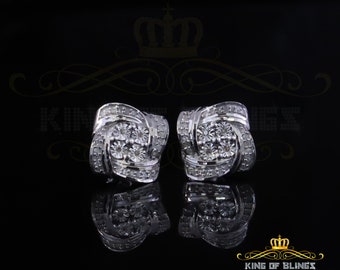 King Of Bling's 0.33ct Diamond 925 Sterling Silver White for Men's & Women Stud SWRILL Earrings