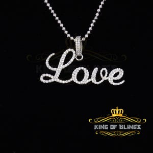 White Attractive" LOVE" Letter 925 Sterling Silver Pendant 2.08ct Cubic Zirconia