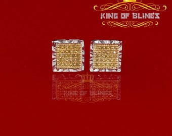 King Of Bling's 0.10ct Diamond 925 Sterling Silver White For Men's / Women's Square Earrings