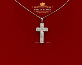 King Of Bling's Special White 925 Sterling Silver CROSS Shape Pendant with 0.48ct Cubic Zirconia