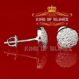 Aretes Para Hombre 925 yellow Silver Iced out CZ Round Screw Back Stud Earrings image 6