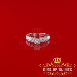 Real 14kt White Gold with 0.35CT Real Diamond FLORAL Round Shape Ring Size 7