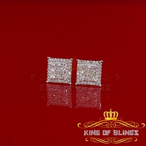 10K Real Yellow Gold with 1.20CT Real Diamond Men's/Women's Stud Square Earrings