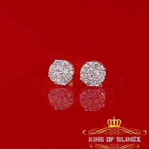 10K Real Yellow Gold with 0.75CT Real Diamond Men&#39;s/Women&#39;s Stud Round Earrings