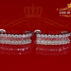 King of Bling's Hip Hop Screw Back White Silver 4.1ct Cubic Zirconia Women's & Men's Earrings