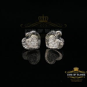 Mens and womens Hip Hop Iced Sterling Silver Screw Back heart stud Earrings