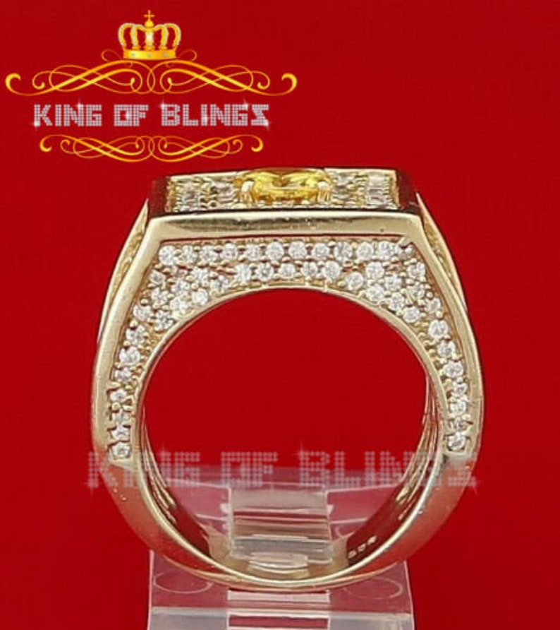 10K Yellow Gold finish Square Lab Created Yellow Diamonds Silver Ring Size 6.5 Best Gift For The Season