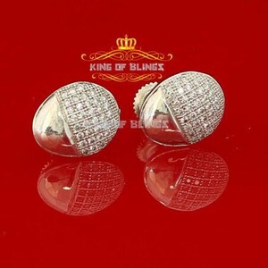Men Sterling Silver Cluster Zig Zag Set Octagon Stud Screw Back Hip Hop earrings