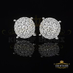 King Of Bling&#39;s Men&#39;s/Womens 925 Silver White 0.50ct VVS &#39;D&#39; Moissanite Round Stud Earrings