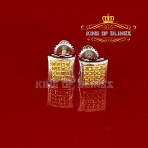 Real Yellow Diamond 0.10CT 925 Silver Hip Hop stud for Men/Women Stud Earrings