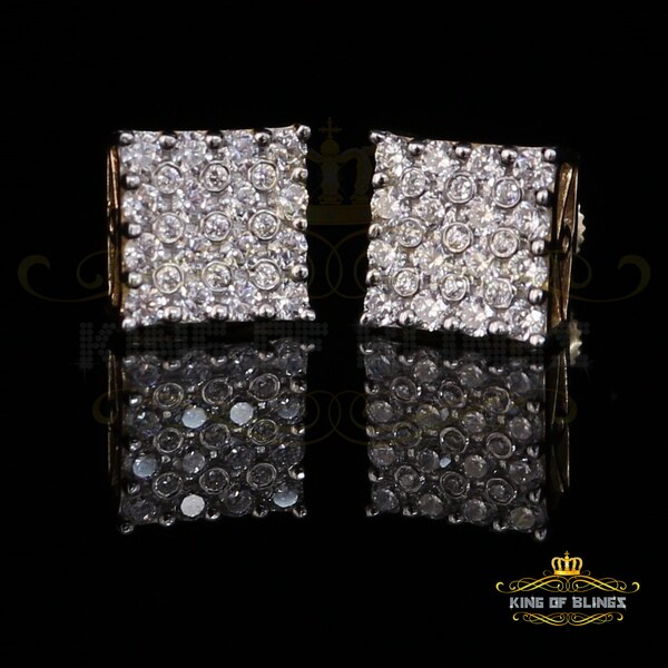 Real Mens Solid 925 Silver CZ Iced Hip Hop Earrings Studs Gold