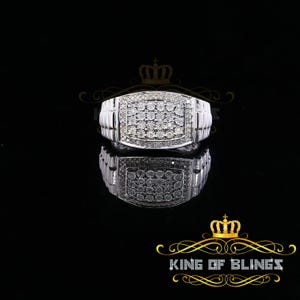 0.25 CT Real Diamond 925 Sterling White Silver With Fashion Men's Ring Size 10