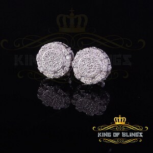 King Of Bling&#39;s Men&#39;s/Womens 925 Silver White 0.50ct VVS &#39;D&#39; Moissanite Round Stud Earrings