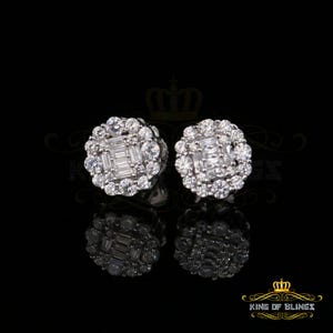 King of Bling's 0.94ct Cubic Zirconia 925 White Sterling Silver Women's Hip Hop Flower Earring