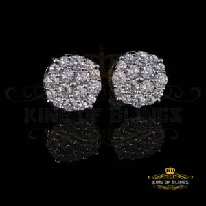 King of Bling&#39;s Aretes Para Hombre 925 White Silver 2.0ct Cubic Zirconia Round Women&#39;s Earrings