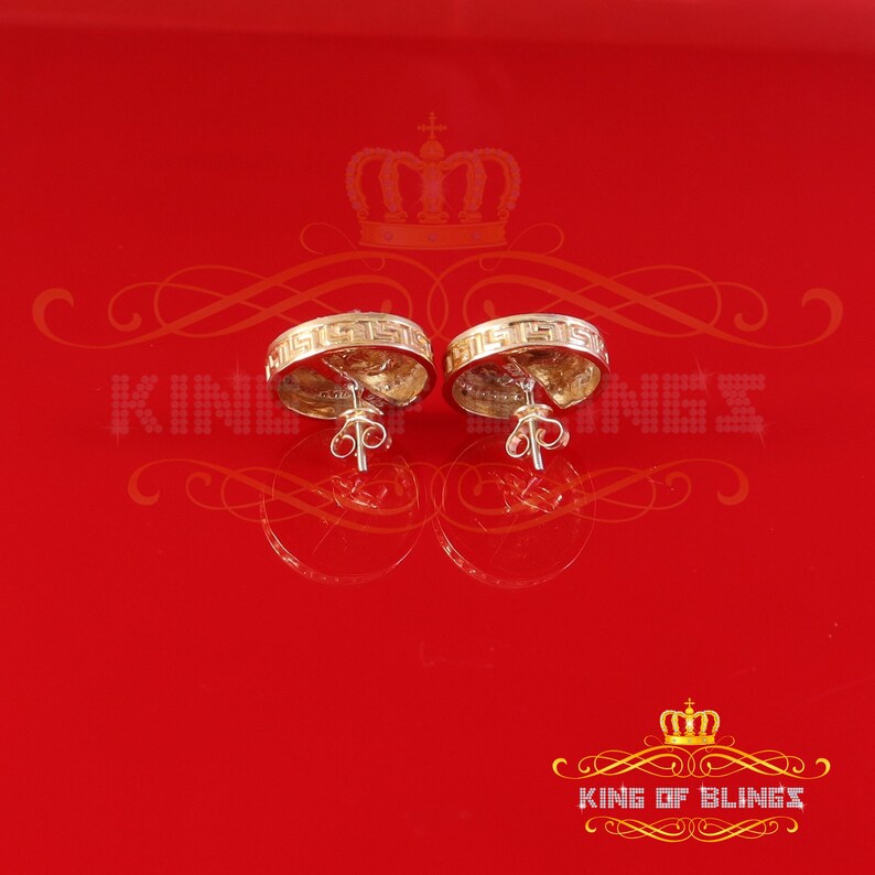 King Of Bling's Men's/Women's 925 Silver Yellow 0.50ct VVS 'D' Moissanite Medusa Stud Earrings imagem 7