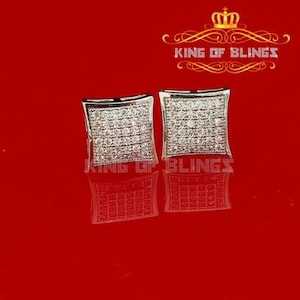 King of Bling's 0.72ct Cubic Zirconia 925 White Silver Women's & Men's Hip Hop Kite Earrings