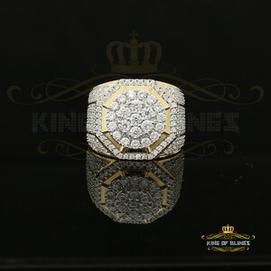 925 Silver Yellow 8.40ct Cubic Zirconia Wide Men Adjustable Ring From SZ 9 to 11