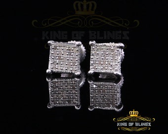 King Of Bling's 0.10ct Diamond Stud Earrings White Collection 925 Sterling Silver For Women /Men