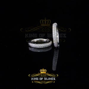 White Gold Finish Silver 19mm Hoop Earrings with Lab Created Diamonds