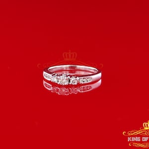 Real 14kt White Gold with 0.50CT Real Diamond Past Present Future Ring Size 6