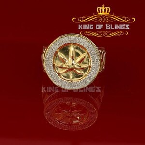 0.40ct Diamond with. Yellow Silver Round Mens's Adjustable Ring From SZ 10 to 12
