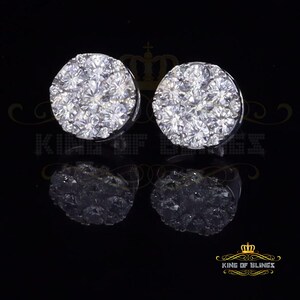 King of Bling&#39;s Aretes Para Hombre 925 White Silver 5.56ct Cubic Zirconia Women Round Earrings