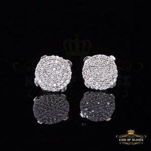 King of Bling's White 925 Silver 0.90ct Cubic Zirconia Women's & Men's Hip Hop Round Earrings