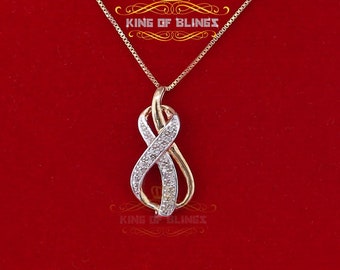 King OF Bling's Real 0.10ct Diamond 925 Sterling Silver Fashion Charm Necklace Yellow Pendant