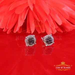 King Of Bling's 3D Round Earring 925 Sterling White Silver 0.50ct Round Genuine Black Diamond