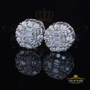 King Of Bling's Men's/Womens 925 Silver White 1.50ct VVS 'D' Moissanite Round Stud Earrings