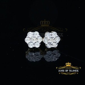 0.30ct Floral 925 Sterling Silver Diamond White Earring for Men's / Women's