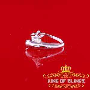 Real 10 kt White Gold with 0.02 CT Genuine Diamond Cute Dolphin Ring Size 6.5