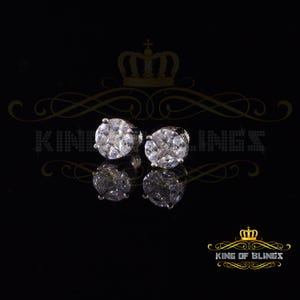 King of Bling&#39;s White 925 Sterling Silver 1.74ct Cubic Zirconia Women&#39;s & Men&#39;s Round Earrings