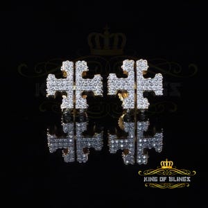 King Of Bling's Yellow 925 Silver 1.0ct VVS 'D' Moissanite Men's/Womens Tory Burch Stud Earrings