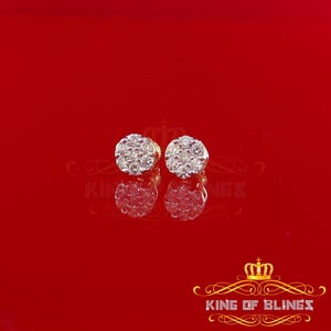 10K Real Yellow Gold with 0.75CT Real Diamond Men&#39;s/Women&#39;s Stud Round Earrings