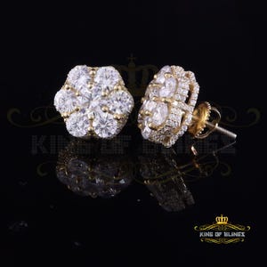 8.72ct Cubic Zirconia 925 Silver Yellow For Men's & Women's Floral Style Earring