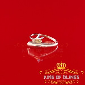 Real 10 kt Yellow Gold with 0.02 CT Real Diamond Cute Dolphin Round Ring Size 7